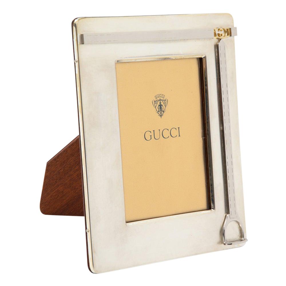 Gucci Stirrup Picture Frame, Silver Plate and Brass, Signed