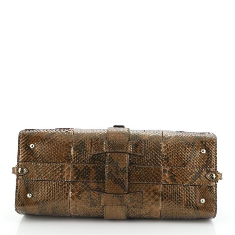 Brown Gucci Stirrup Top Handle Bag Python Large