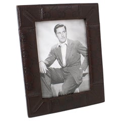 Gucci Stitched Chocolate Leather Picture Frame, circa 1990