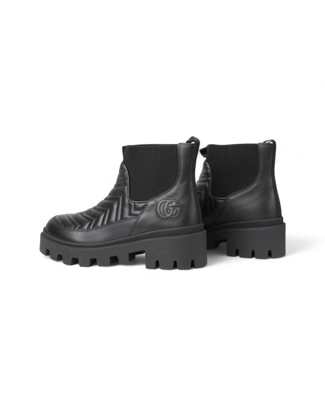 Gucci GG Matelassé Leather Boot Negro Black en venta