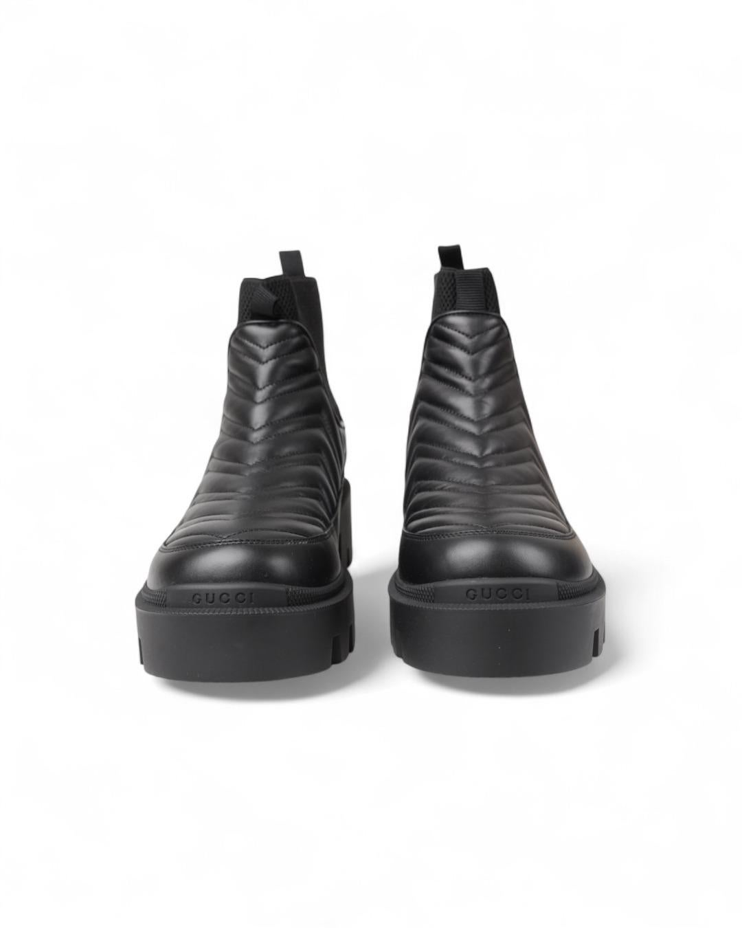 Gucci GG Matelassé Leather Boot Negro en Nuevo estado para la venta en Torre Del Greco, IT