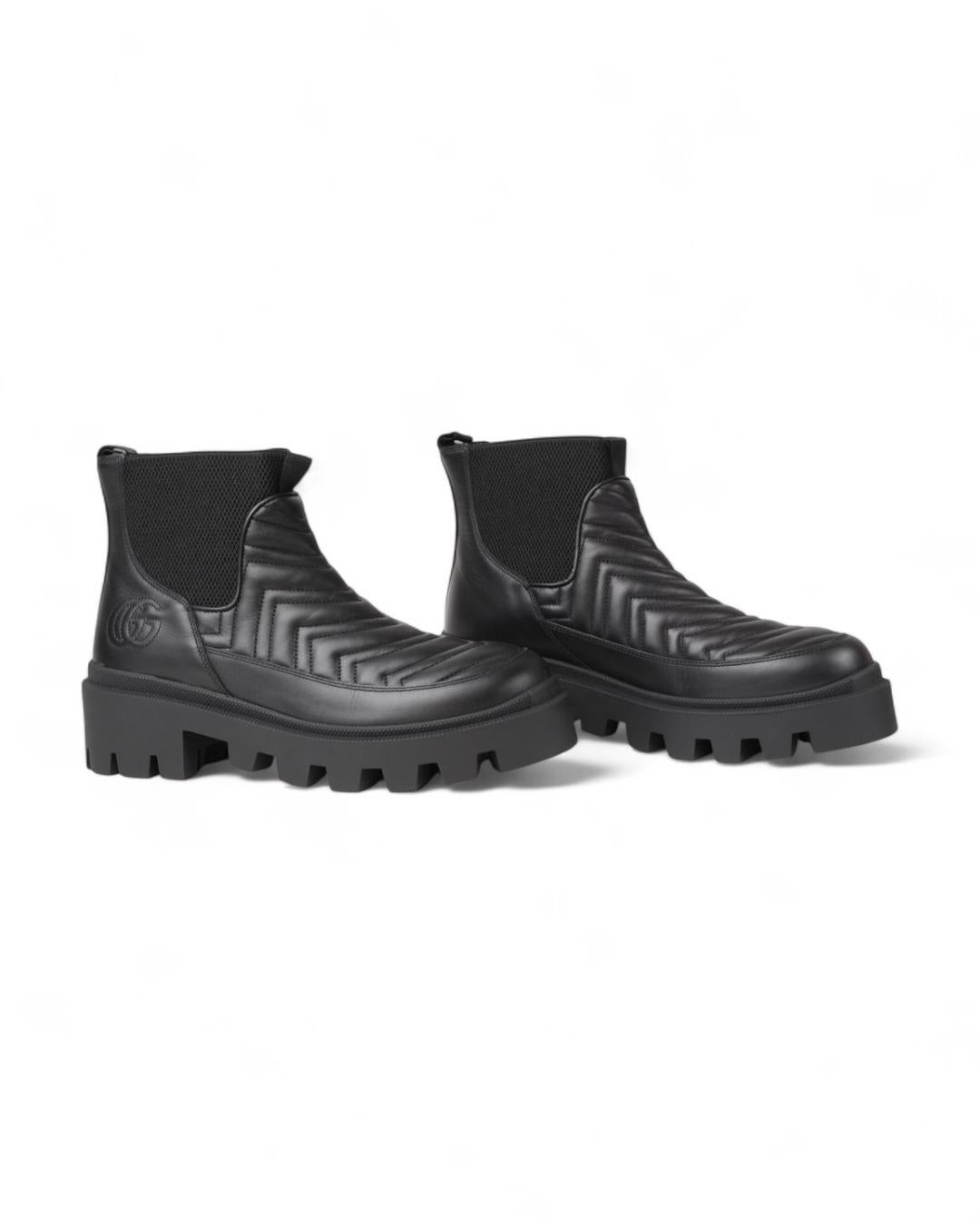 De las mujeres Gucci GG Matelassé Leather Boot Negro en venta