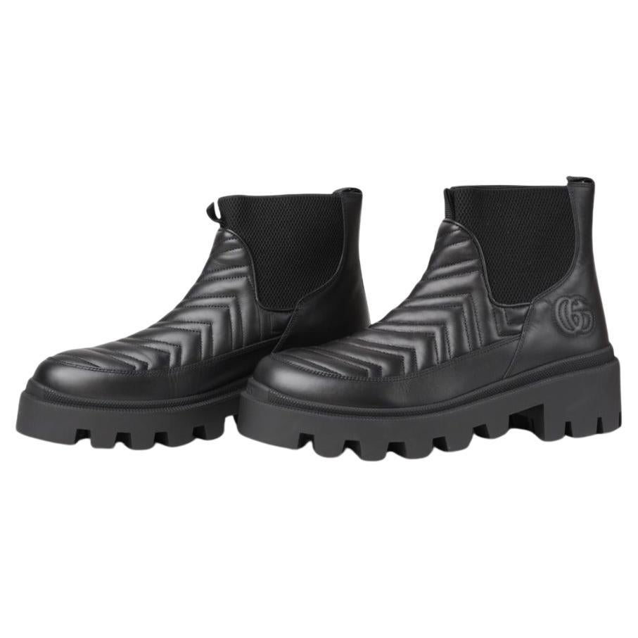 Gucci GG Matelassé Leather Boot Negro en venta