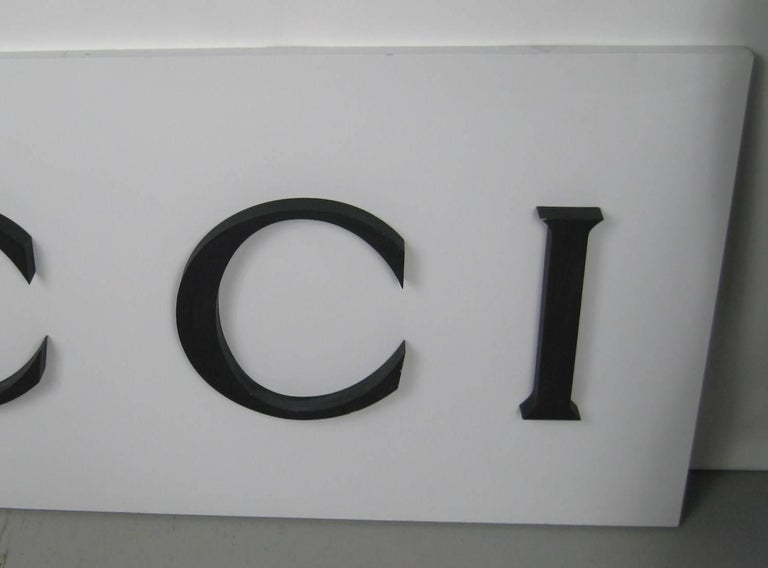 Industrial Gucci Store Sign Front Metal, Advertising, 1980s For Sale