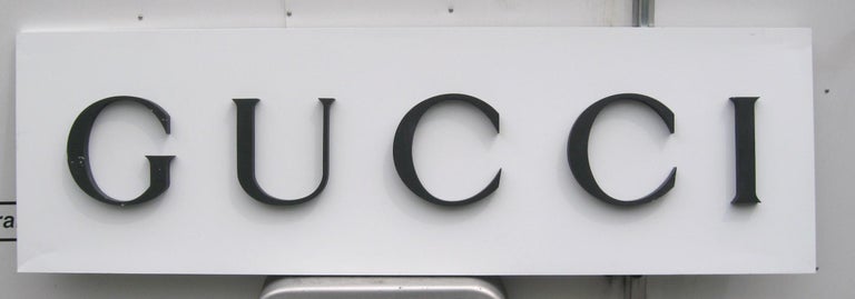 Gucci Store Sign Front Metal, Advertising, 1980s In Good Condition For Sale In Wallkill, NY