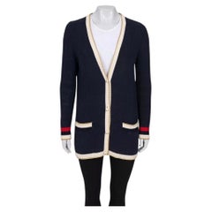 Gucci Straight Blue Embroidered Cardigan - Size S
