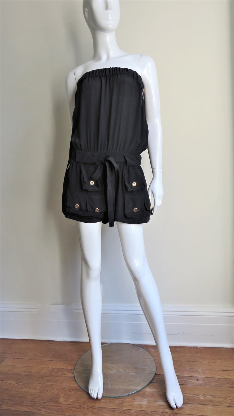 silk strapless romper