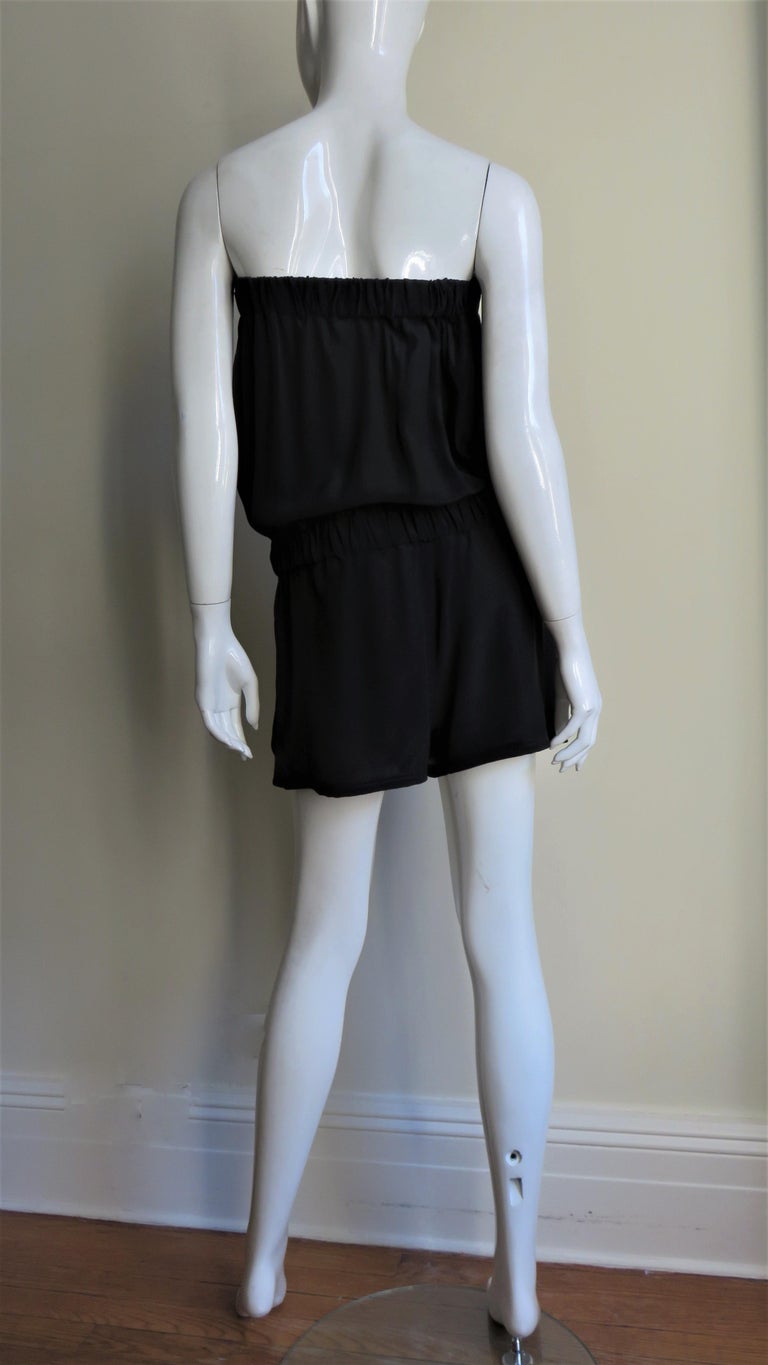 silk strapless romper