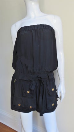 Gucci Strapless Silk Romper