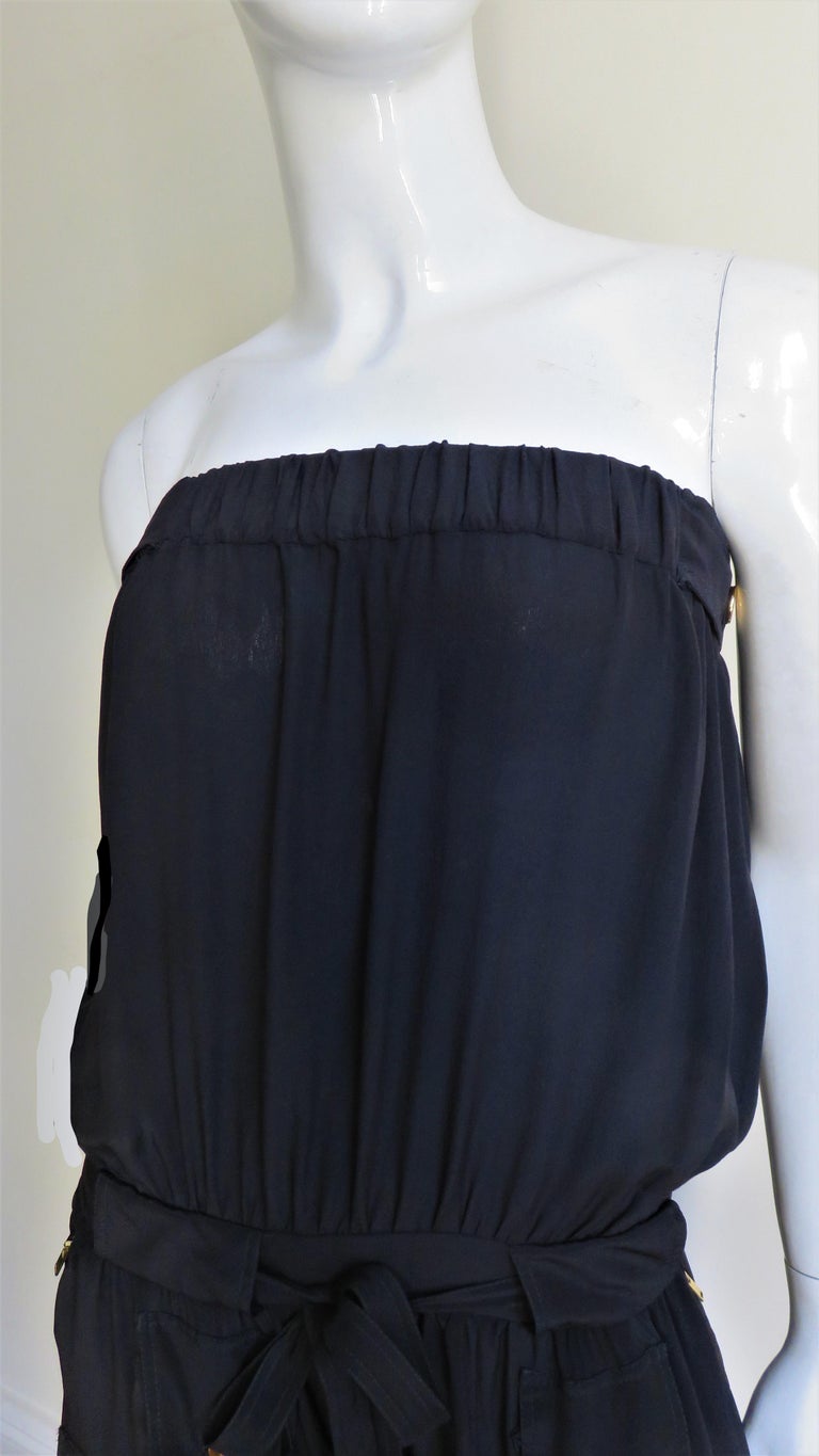 silk strapless romper