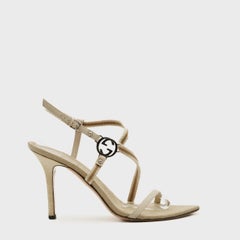 Gucci Strappy Canvas and Leather Sandals with GG Logo, Circa 2000