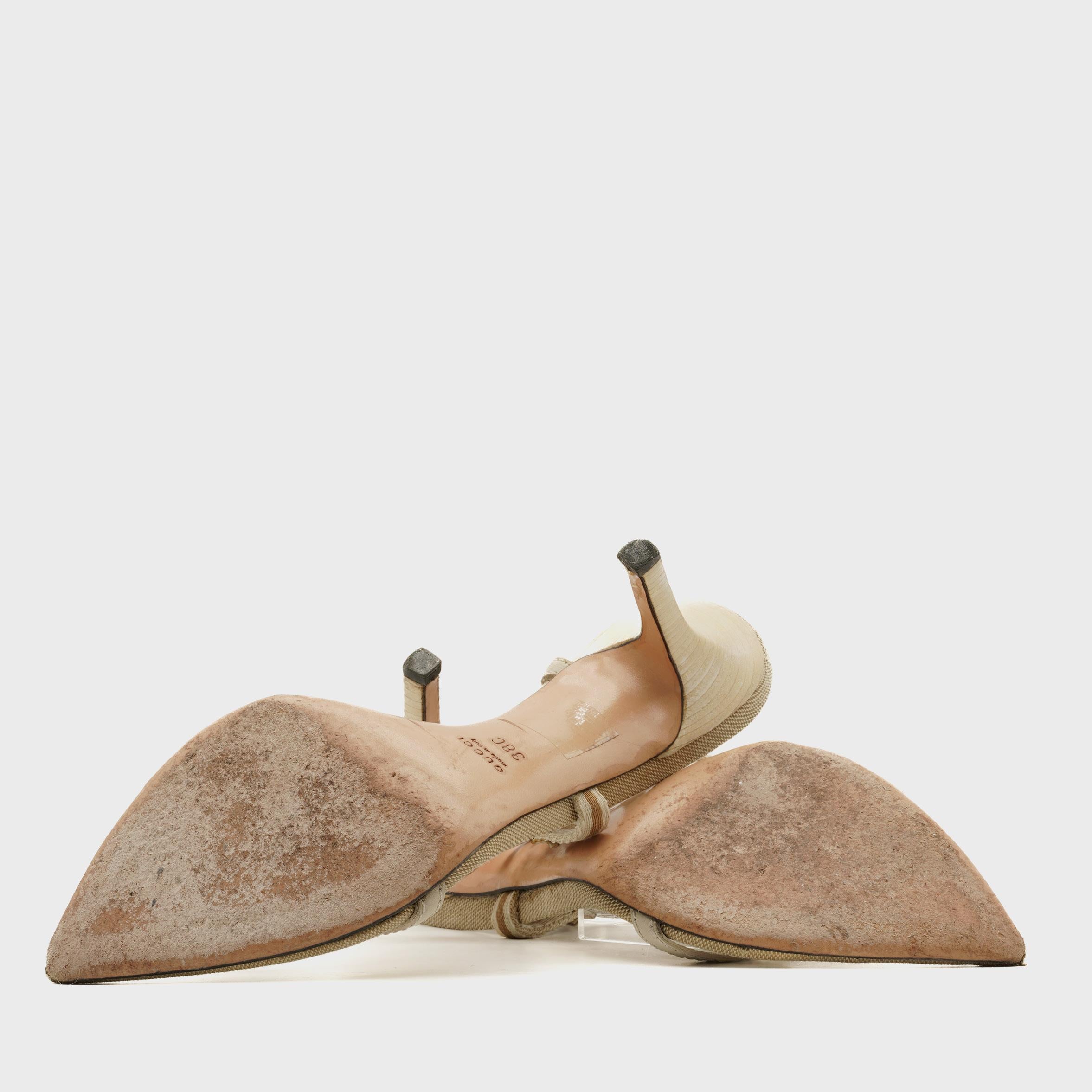 Sandales à lanières en toile et cuir de Gucci avec logo GG, circa 2000 en vente 1