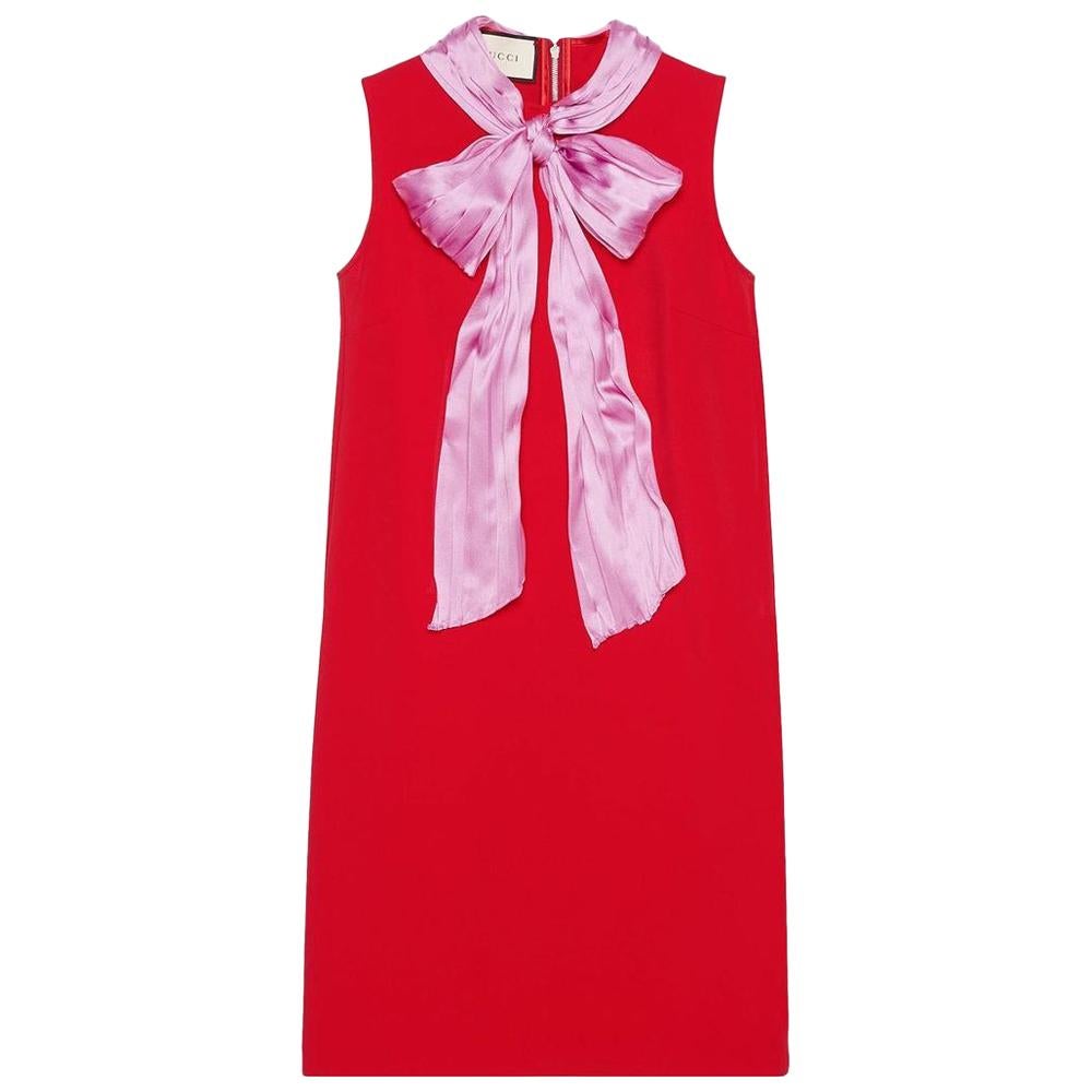 GUCCI Stretch Red Dress with Bow - Large at 1stDibs | gucci red dress with  bow, red dress with a bow, red dress with big bow