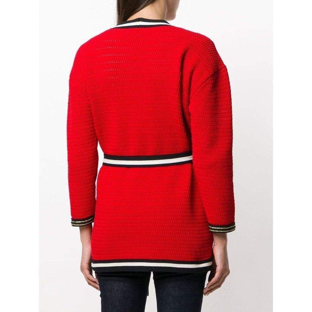 Red Gucci Striped Hem Cardigan Coat size L For Sale