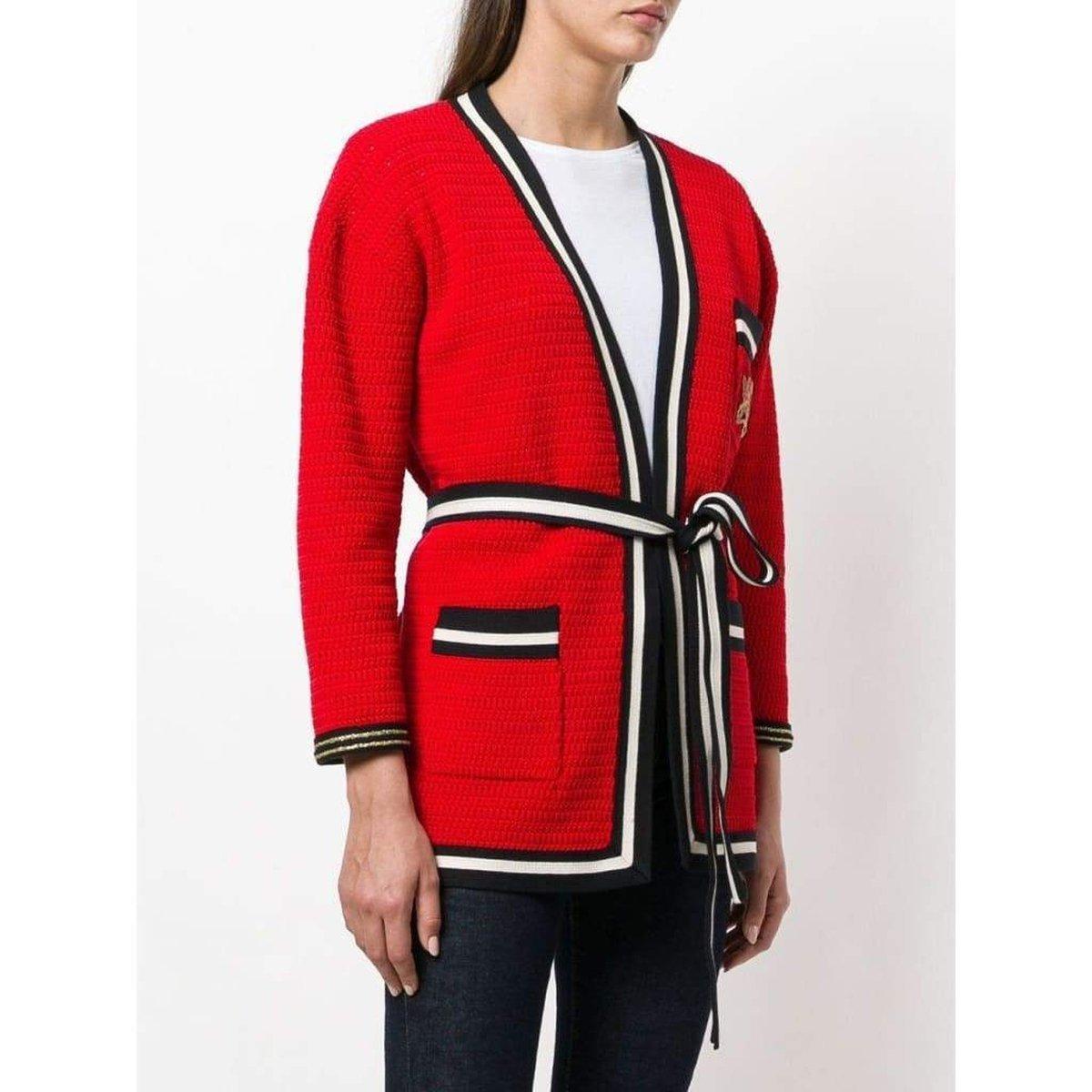 Gucci Striped Hem Cardigan Coat size L In New Condition For Sale In Brossard, QC