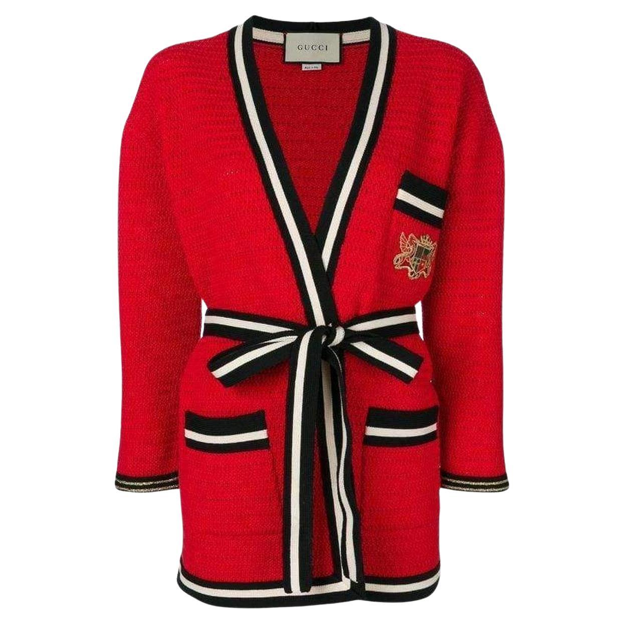 Gucci - Manteau cardigan à ourlet rayé taille L en vente