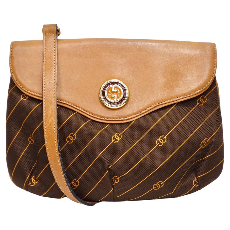 Gucci Striped Monogram Vintage Handbag For Sale