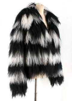 Gucci Striped Shearling & Goat Hair Jacket IT 40