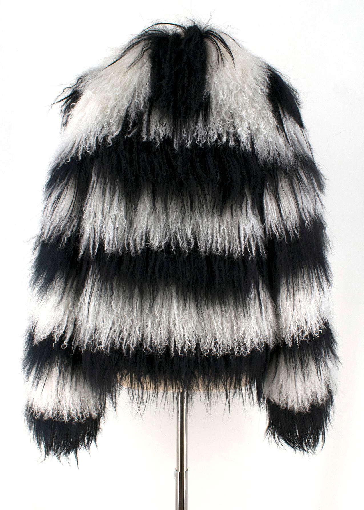 black and white striped fur coat