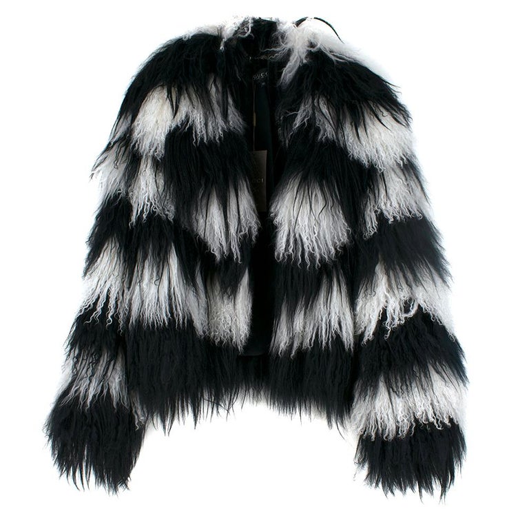 Gucci Striped Shearling and Goat Hair Jacket IT 40 at 1stDibs
