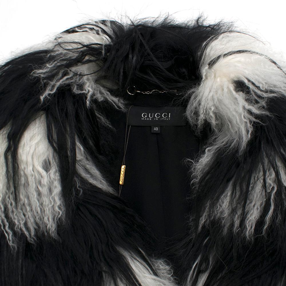 Gucci Striped Shearling & Goat Hair Jacket IT 40 In New Condition In London, GB