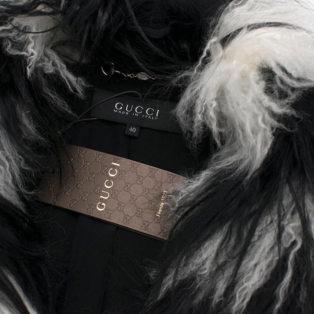 Women's Gucci Striped Shearling & Goat Hair Jacket IT 40