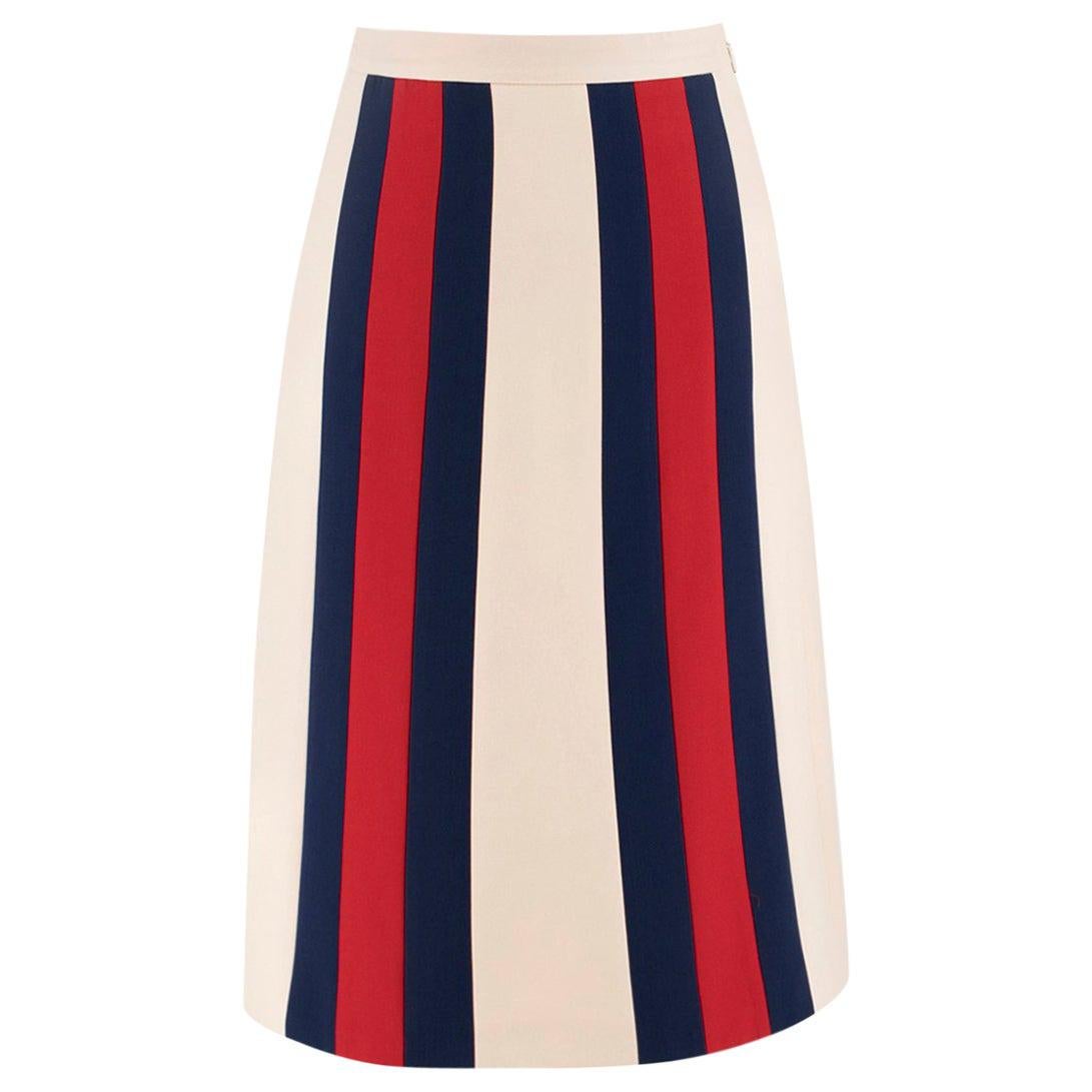 Gucci Striped wool and silk-blend crepe skirt SIZE 36
