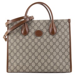 Gucci Structured Top Handle Open Tote GG Coated Canvas Small