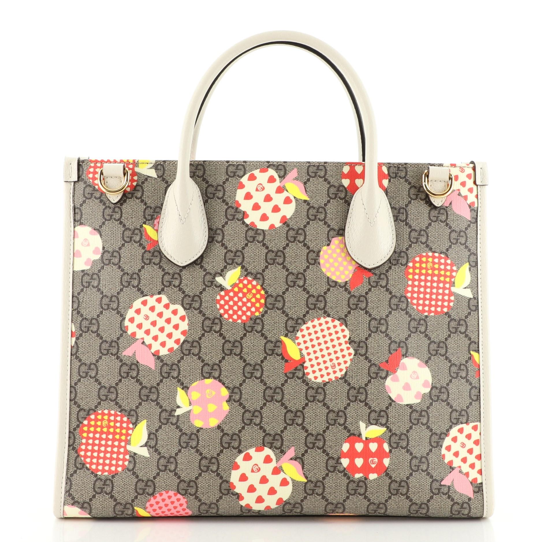 Gucci Structured Top Handle Open Tote Bedrucktes GG beschichtetes Segeltuch (Beige)