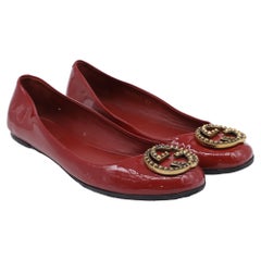 Gucci Studded GG Ballet Flats in Burgundy Patent Leather