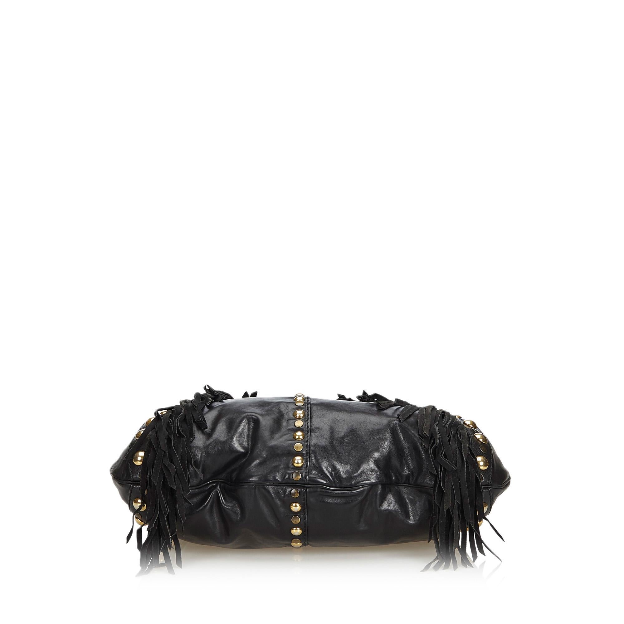 Gucci Studded Leather Babouska Fringe Satchel In Good Condition In London, GB