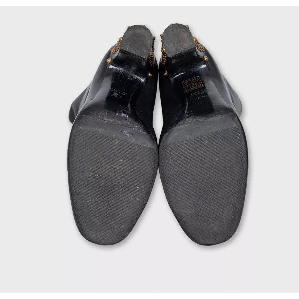 Gucci Nietenstiefel aus Leder mit Blockabsatz - Größe 36.5 Damen im Angebot