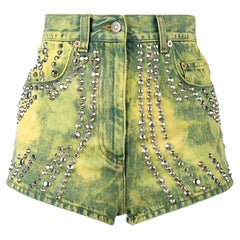 Gucci Studded Tiger-Embroidered Denim Shorts 