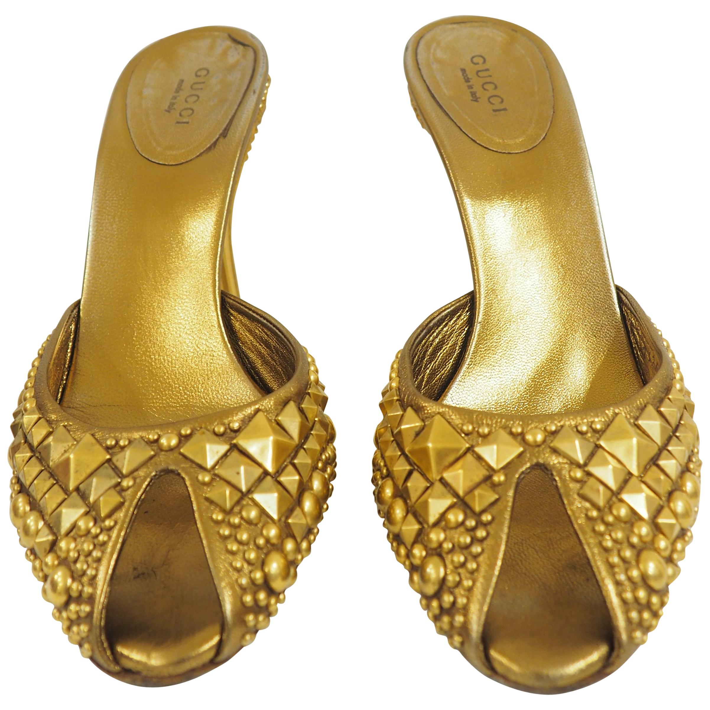 gucci gold sandals