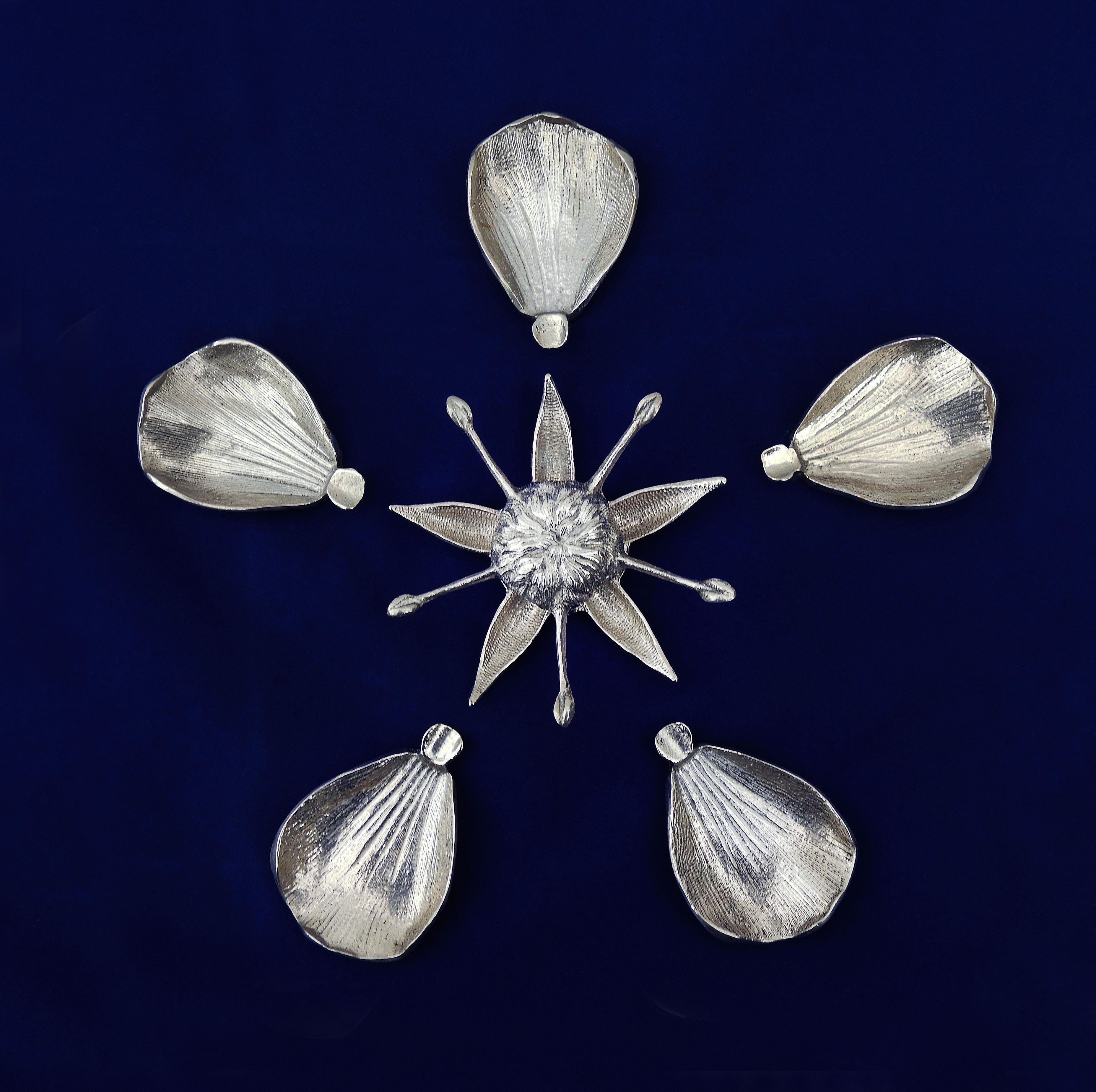 Laiton Cendrier à fleurs à cinq pétales ou attrape-tout de style Gucci Italie du milieu du siècle dernier C1960s en vente