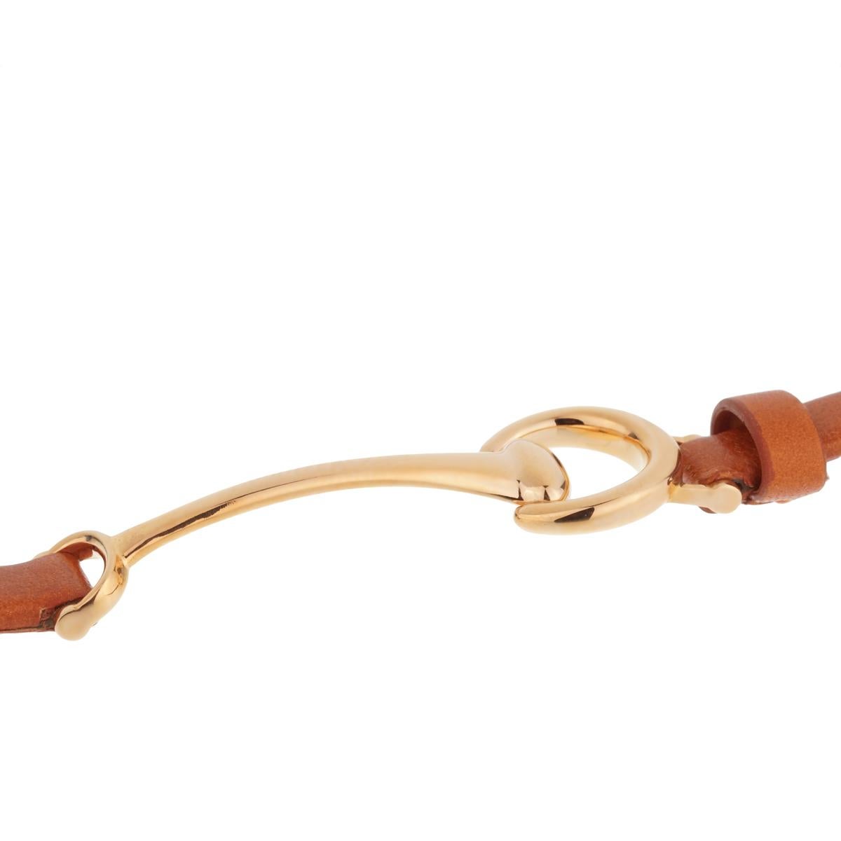 Gucci Style Horsebit Rose Gold Leather Bracelet In New Condition In Feasterville, PA