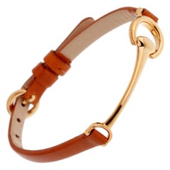 Gucci Style Horsebit Rose Gold Leather Bracelet