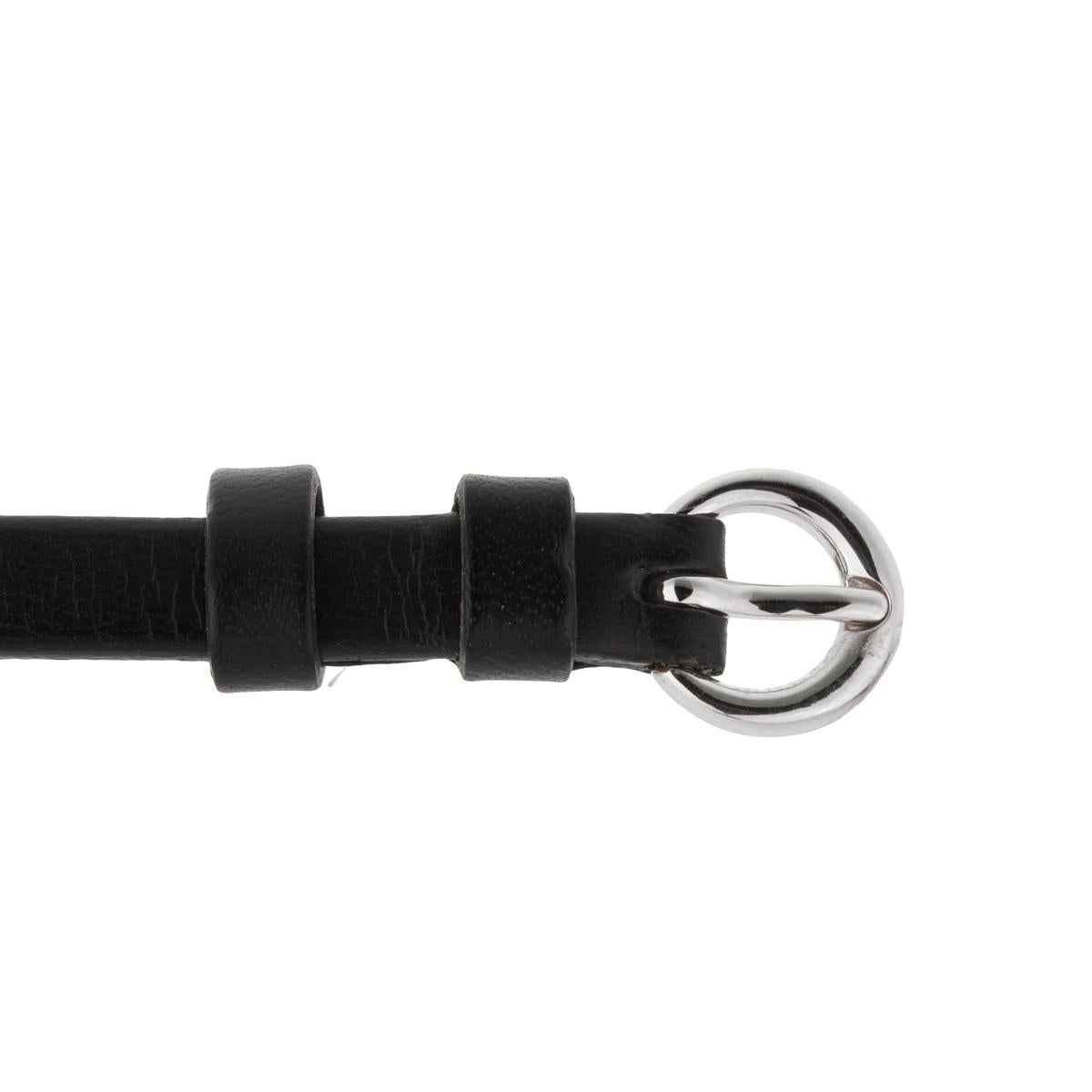 Women's or Men's Gucci Style Horsebit White Gold Leather Bracelet