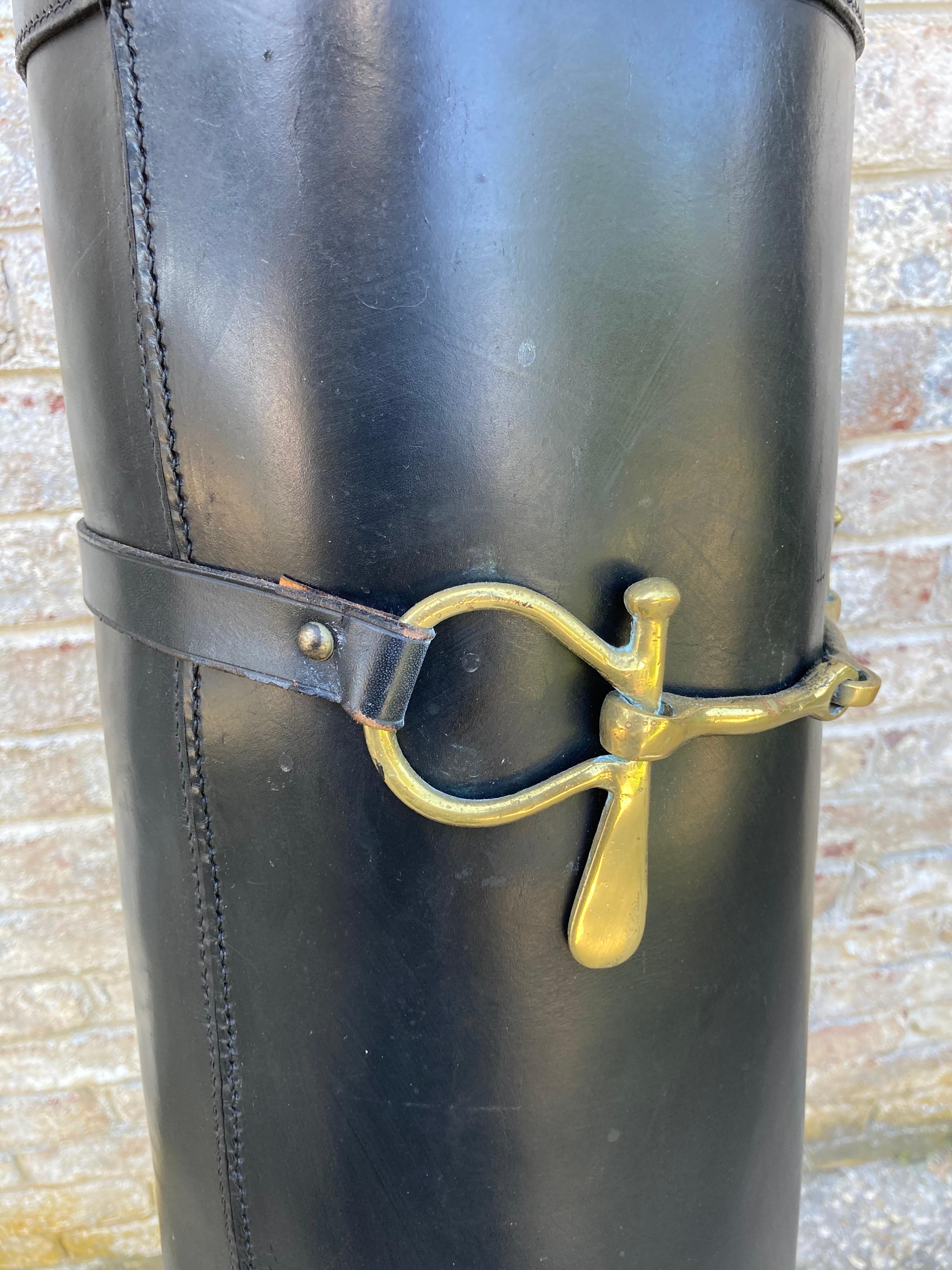 Late 20th Century Gucci Style Leather Umbrella Stand