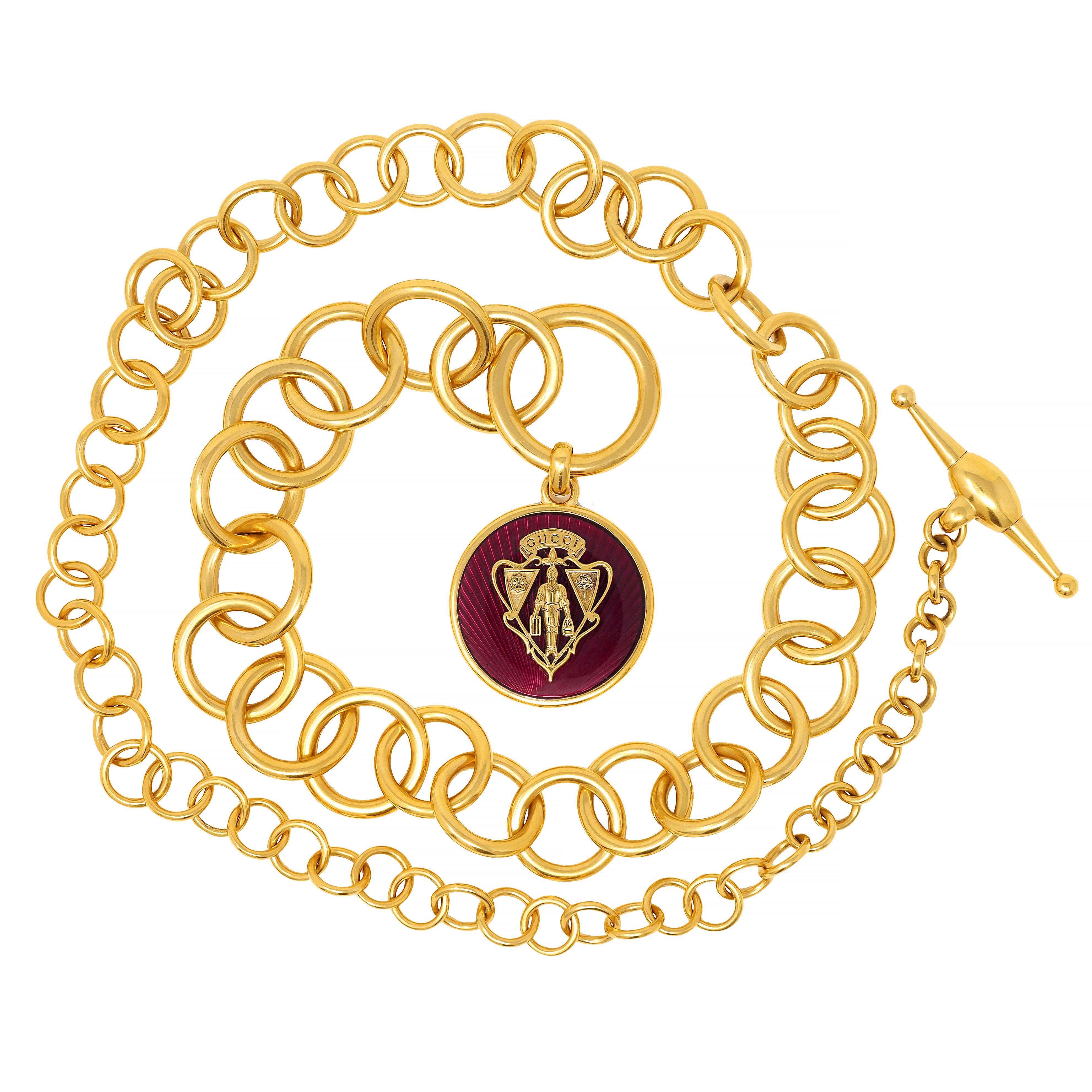 Gucci Substantial 18 Karat Yellow Gold Crest Convertible Belt Necklace For Sale 3