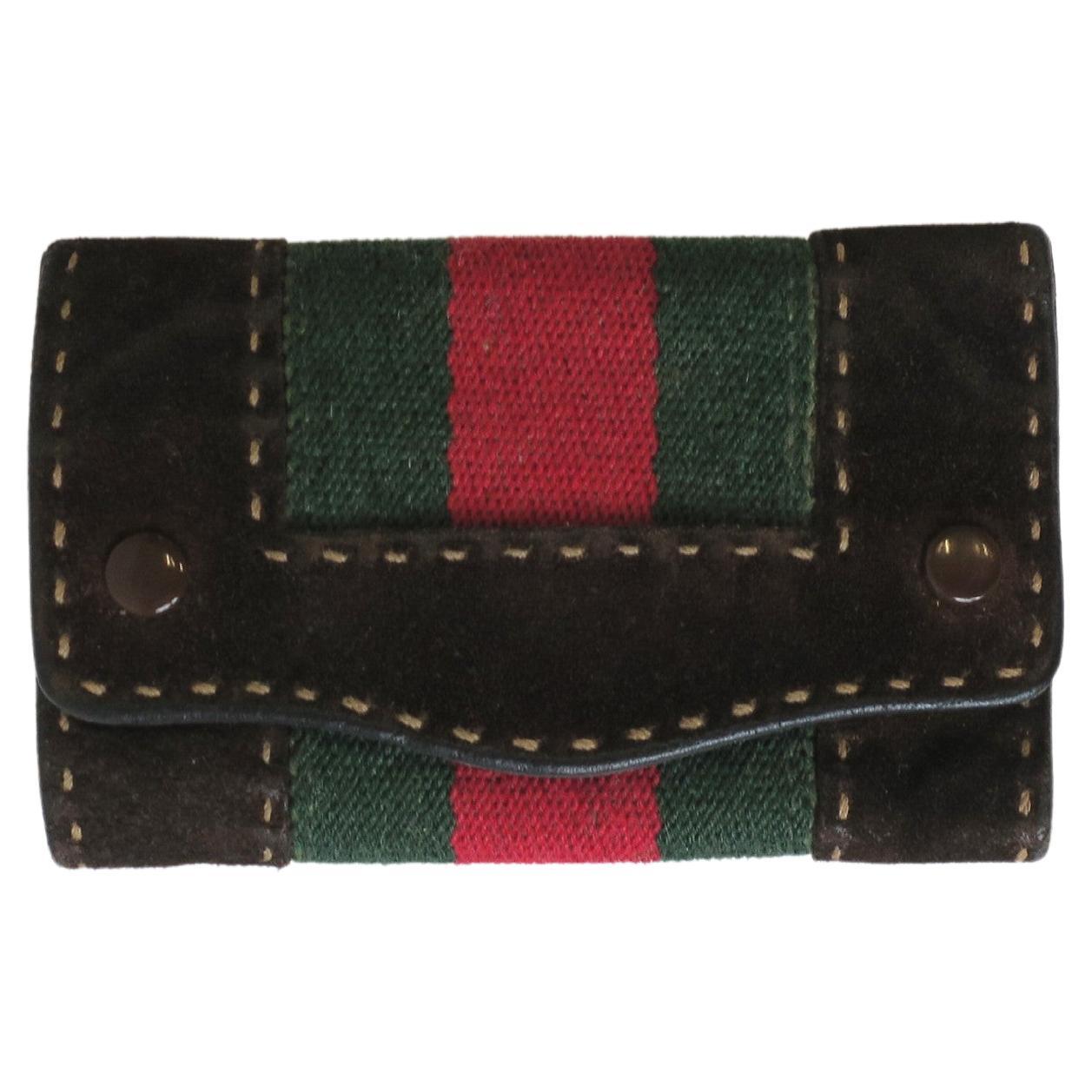 Gucci Keychain Holder Case in Suede and Leather