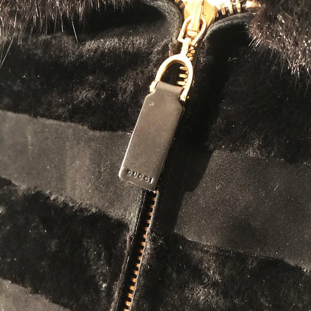 Black Gucci Suede And Mink Collar Jacket
