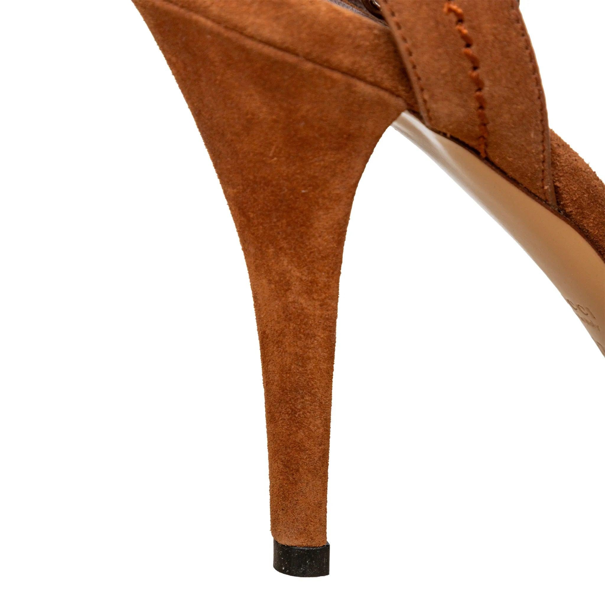 Zapatos de tacón con correa al tobillo de ante Gucci - Años 10 Marrón en venta