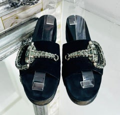 Gucci Suede & Crystal Mules