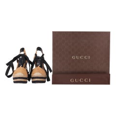 Gucci Suede Espadrille Wedge Sandals