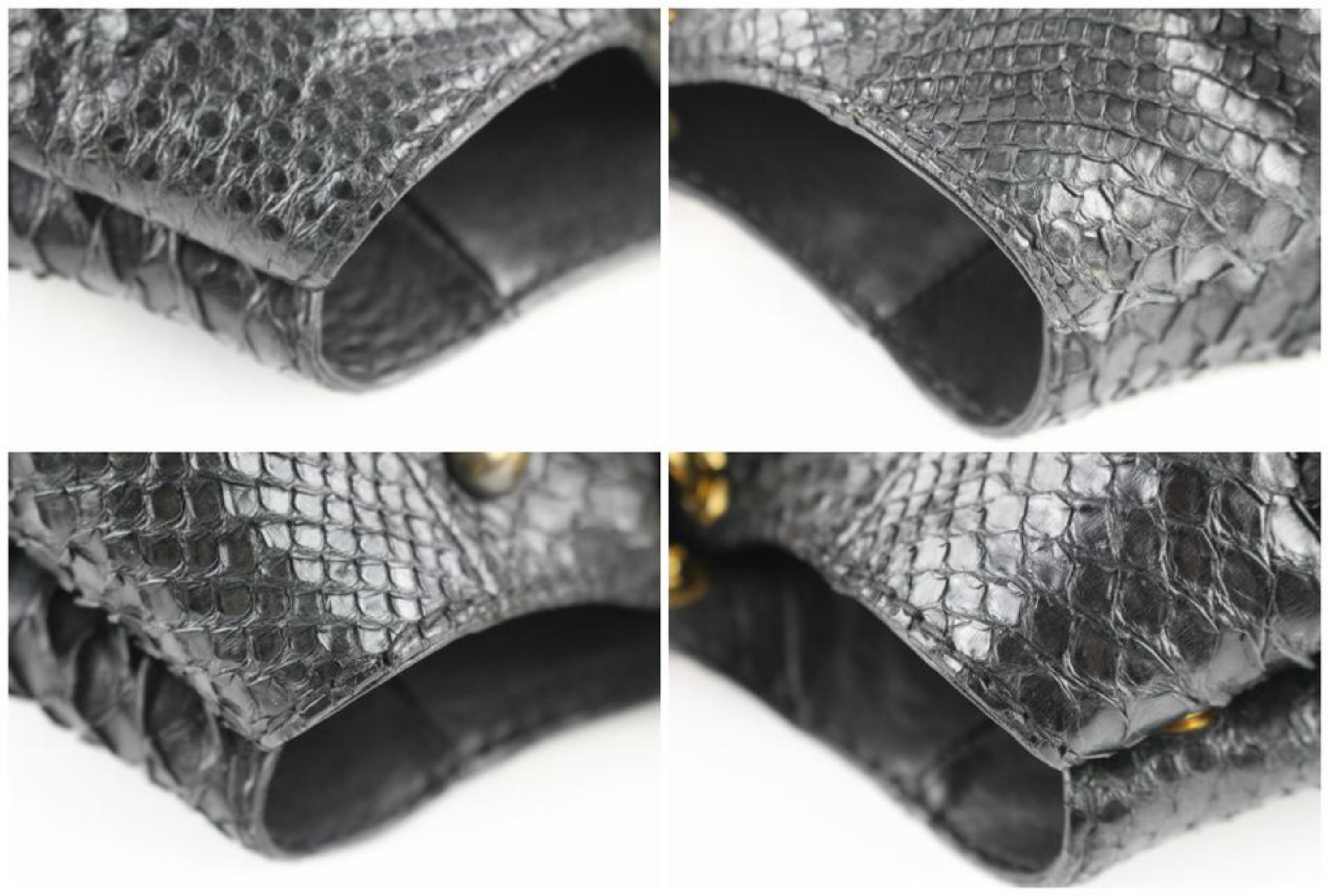 Gucci Suede Fringe Large  Tote 5gz0911 Black Python Skin Leather Shoulder Bag For Sale 4