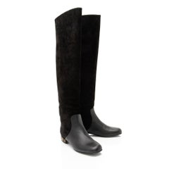Gucci Suede Leather Bamboo Heel Knee High Boots