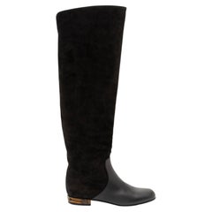 Gucci Suede Leather Bamboo Heel Knee High Boots