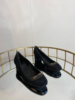 Gucci Ballerinas aus schwarzem Wildleder und Leder