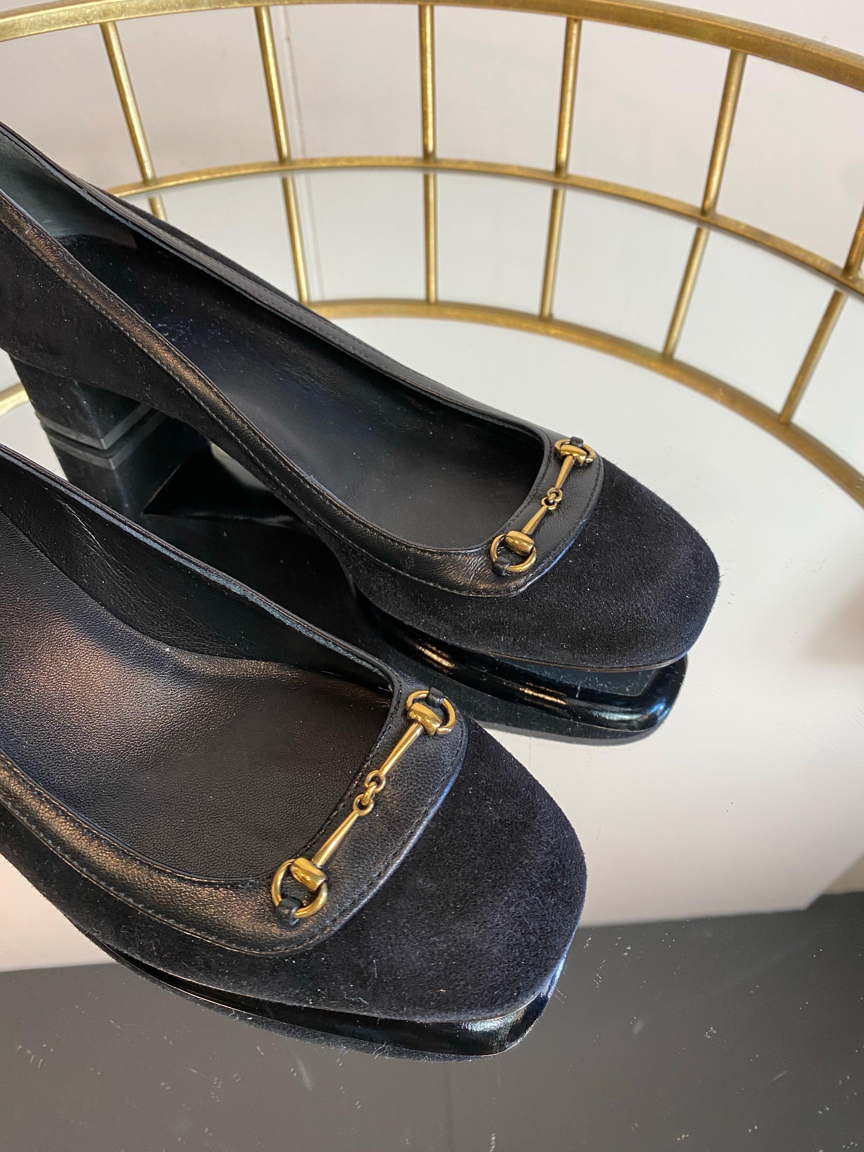 Black Gucci suede & leather black Ballerinas For Sale